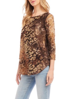 Women's Tie-Dye Burnout Shirttail Top