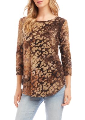 Women's Tie-Dye Burnout Shirttail Top