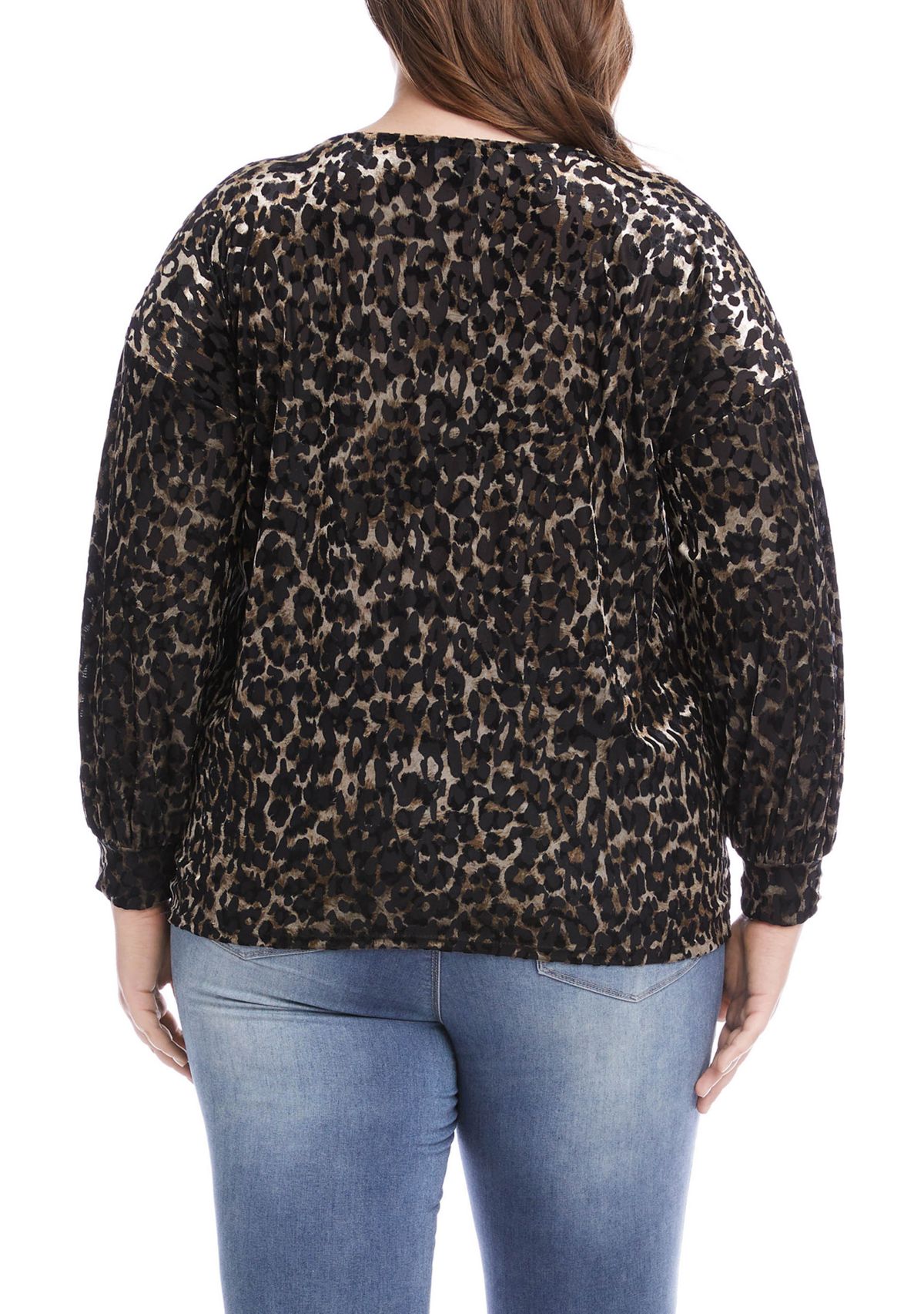 Plus Size Velvet Burnout Twist Front Top 