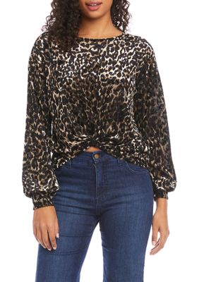 Women's Velvet Burnout Twist Front Top