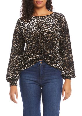 Women's Velvet Burnout Twist Front Top