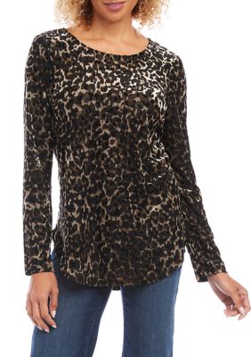 Women's Velvet Burnout Shirttail Top