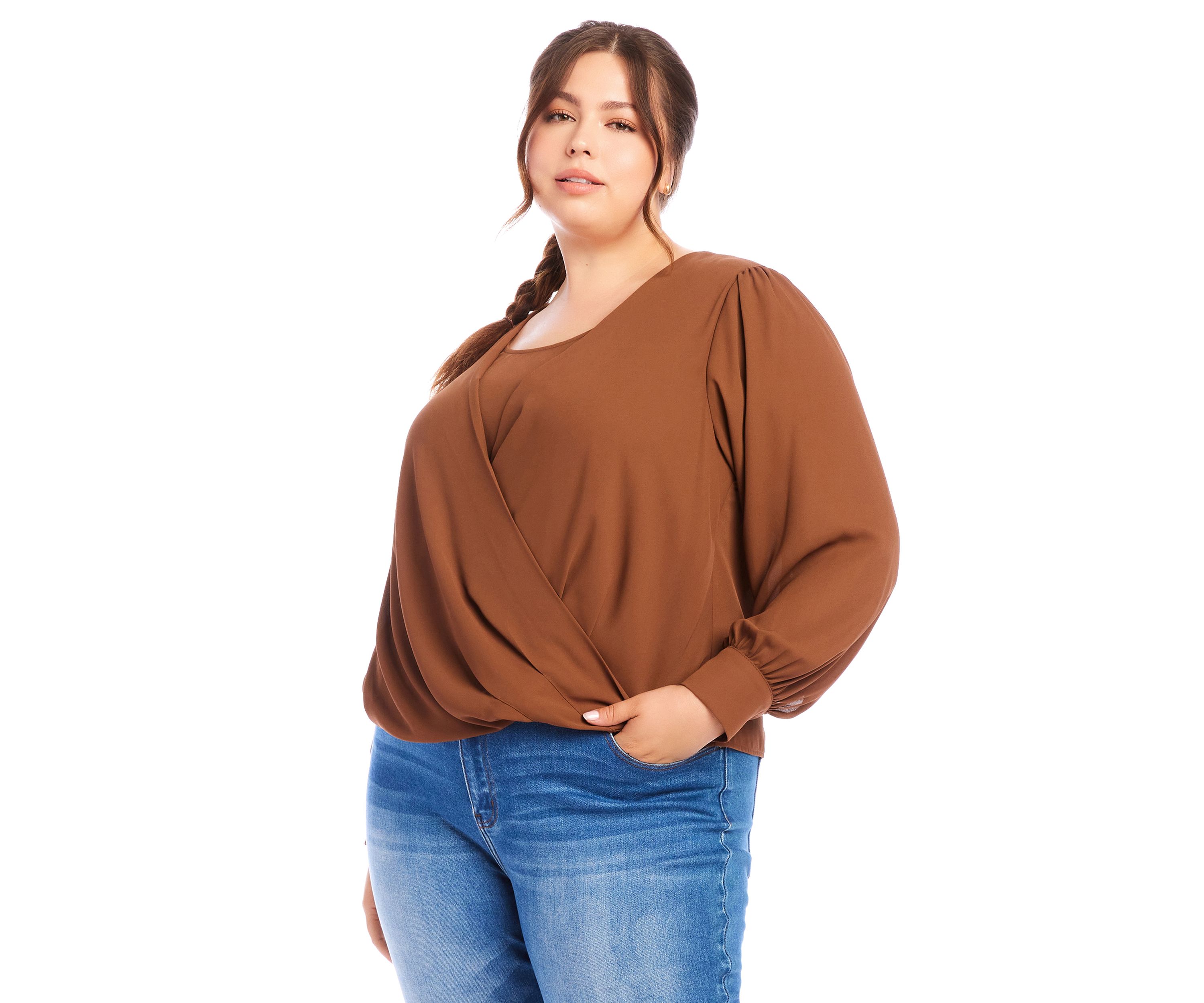 Plus Size Drape Front Top