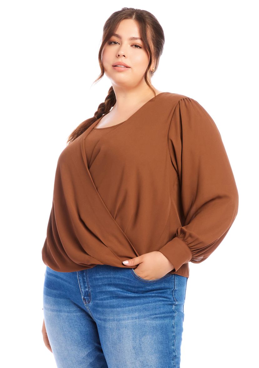 Plus Size Drape Front Top