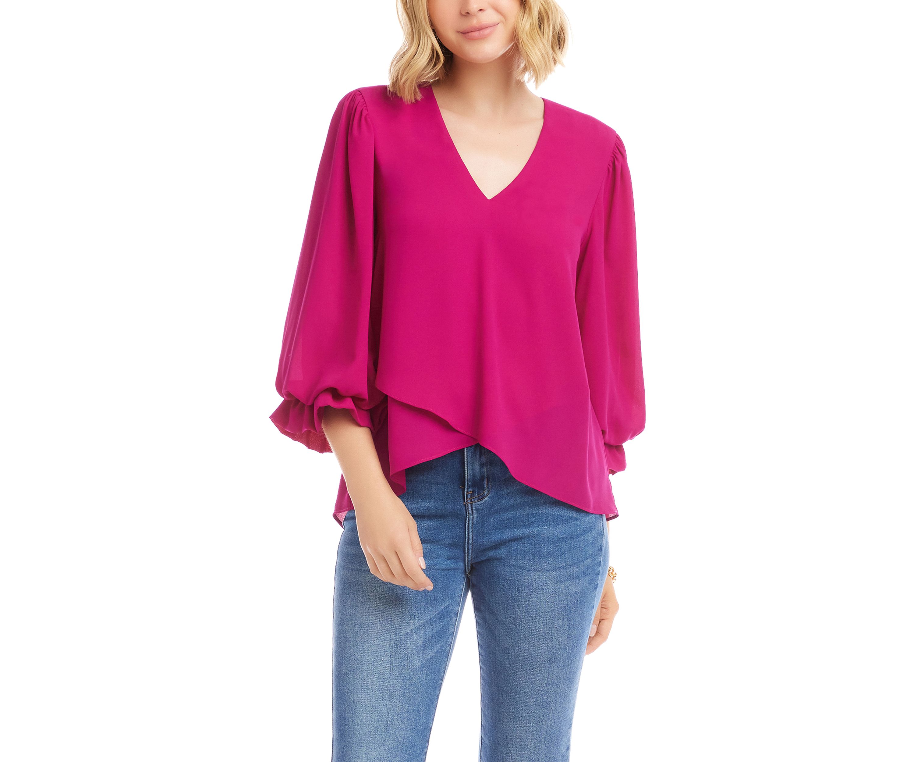 Petite Size Layered Sleeve Asymmetric Top