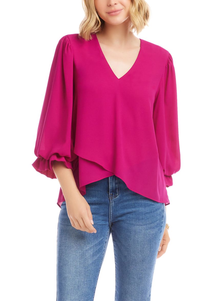 Petite Size Layered Sleeve Asymmetric Top