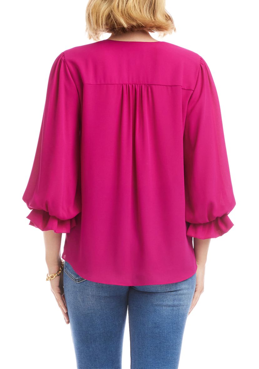 Petite Size Layered Sleeve Asymmetric Top