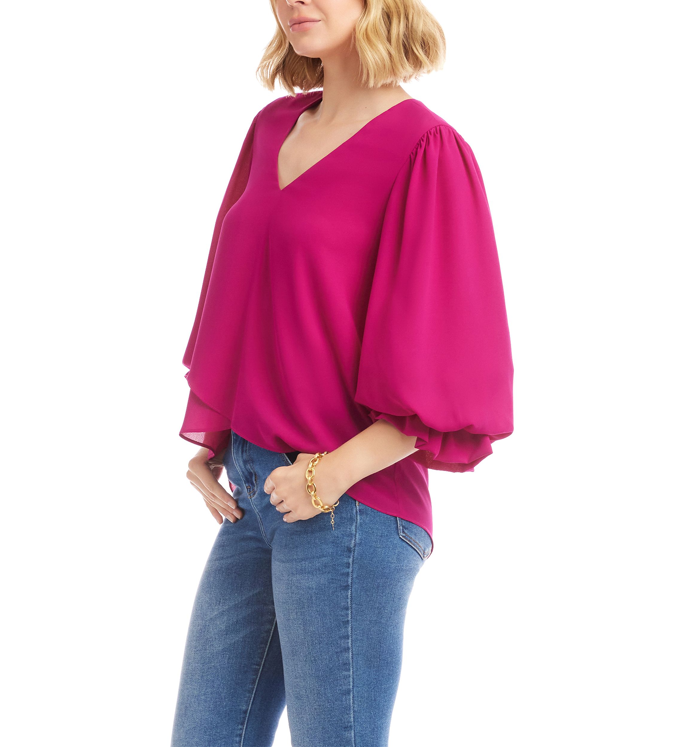 Petite Size Layered Sleeve Asymmetric Top