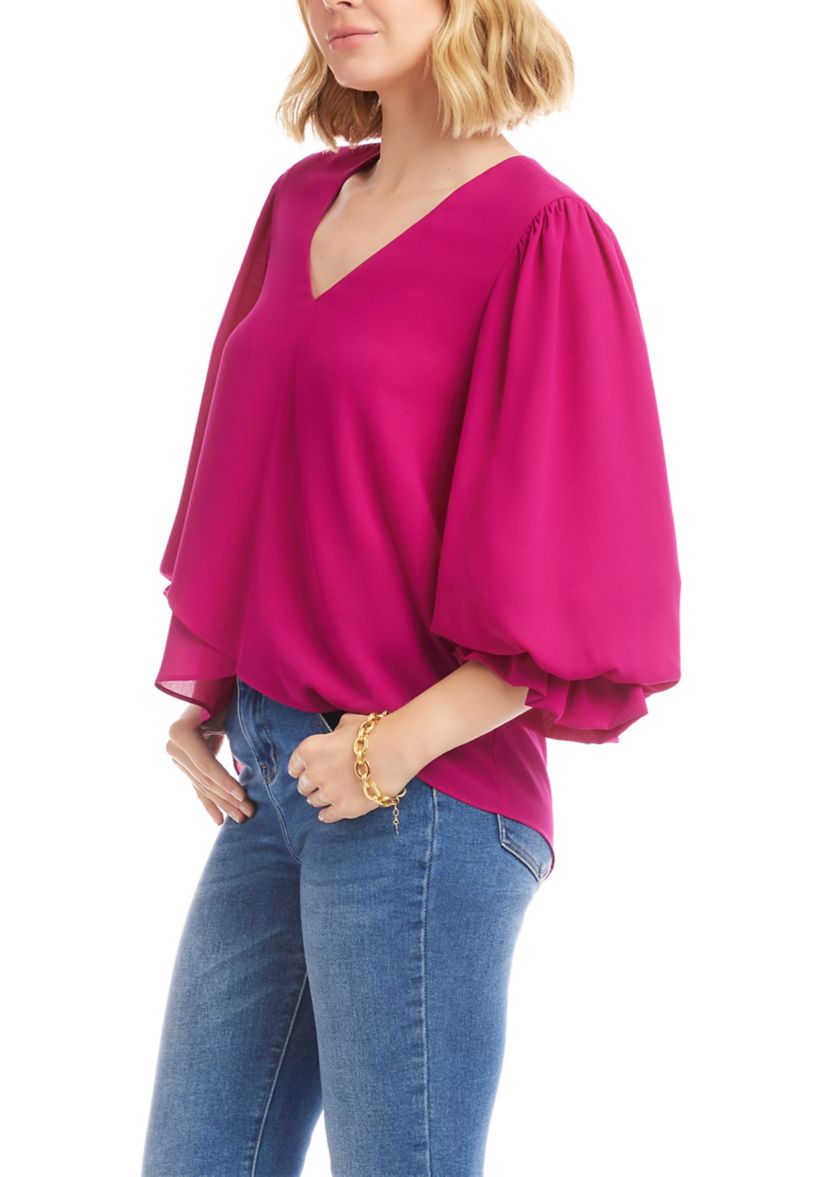Petite Size Layered Sleeve Asymmetric Top