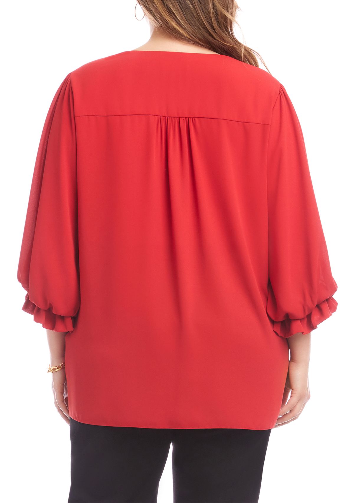 Plus Size Layered Sleeve Asymmetric Top
