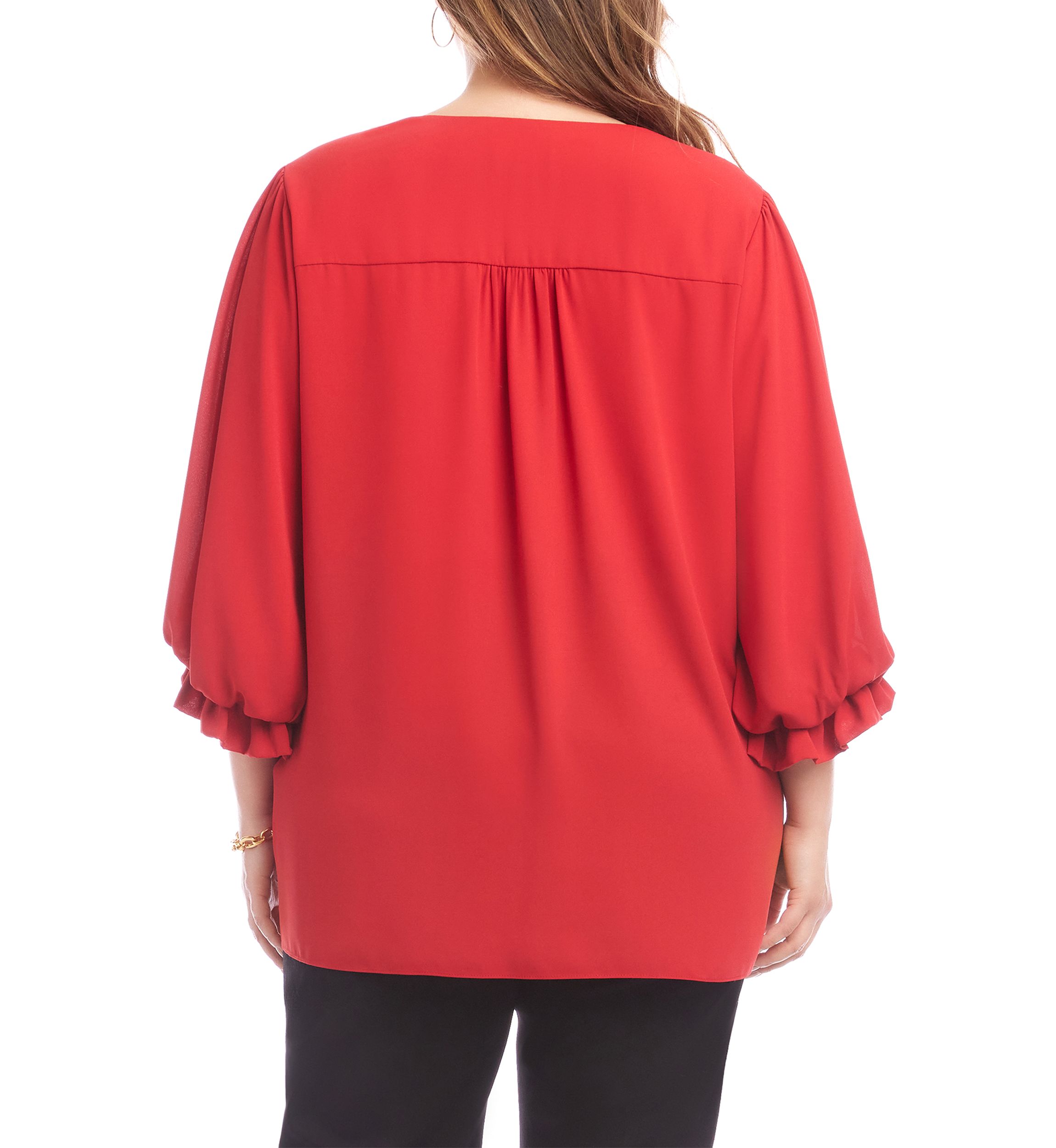 Plus Size Layered Sleeve Asymmetric Top