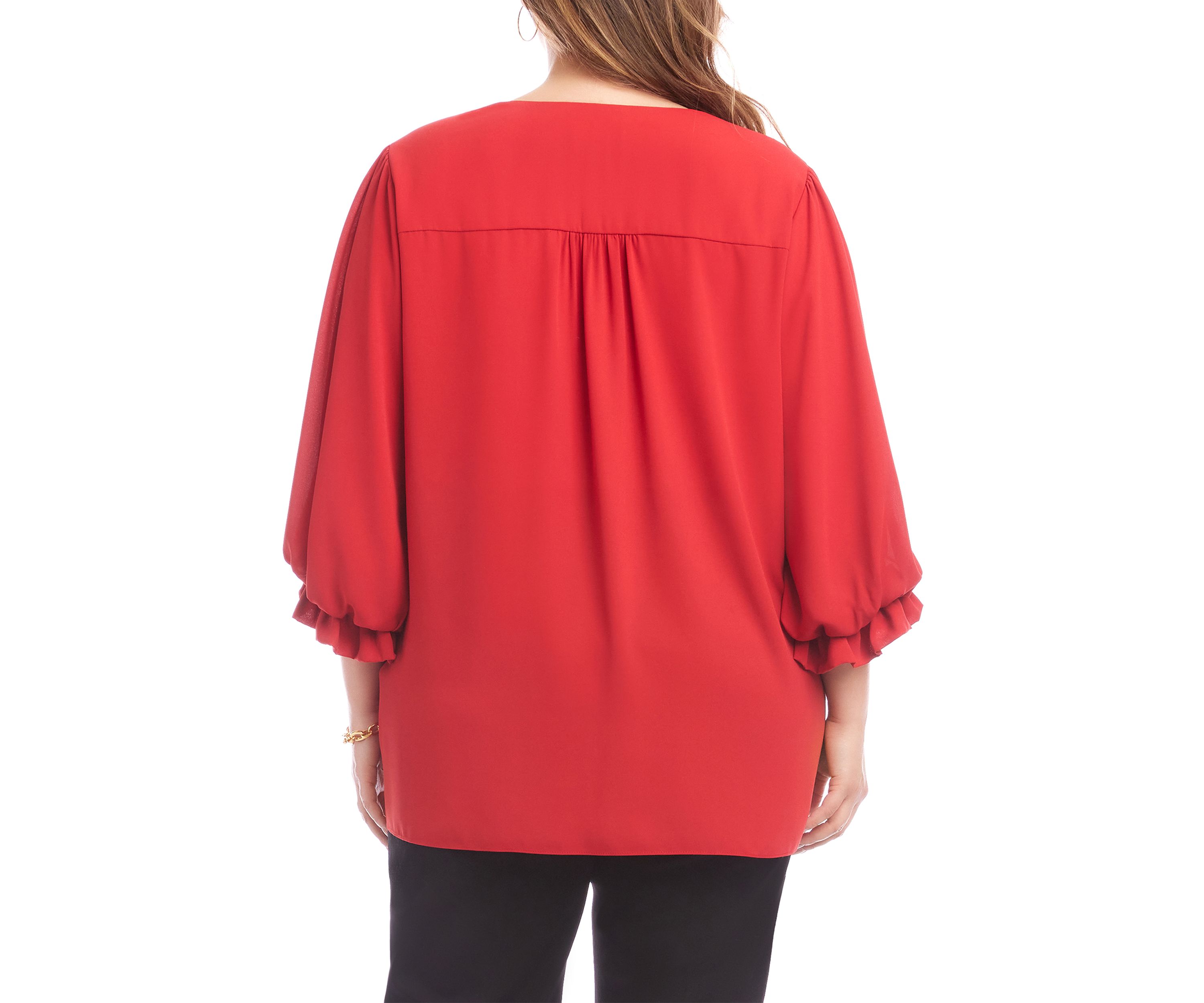 Plus Size Layered Sleeve Asymmetric Top