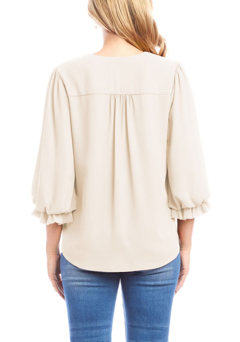 Womens Layered Sleeve Asymmetric Top