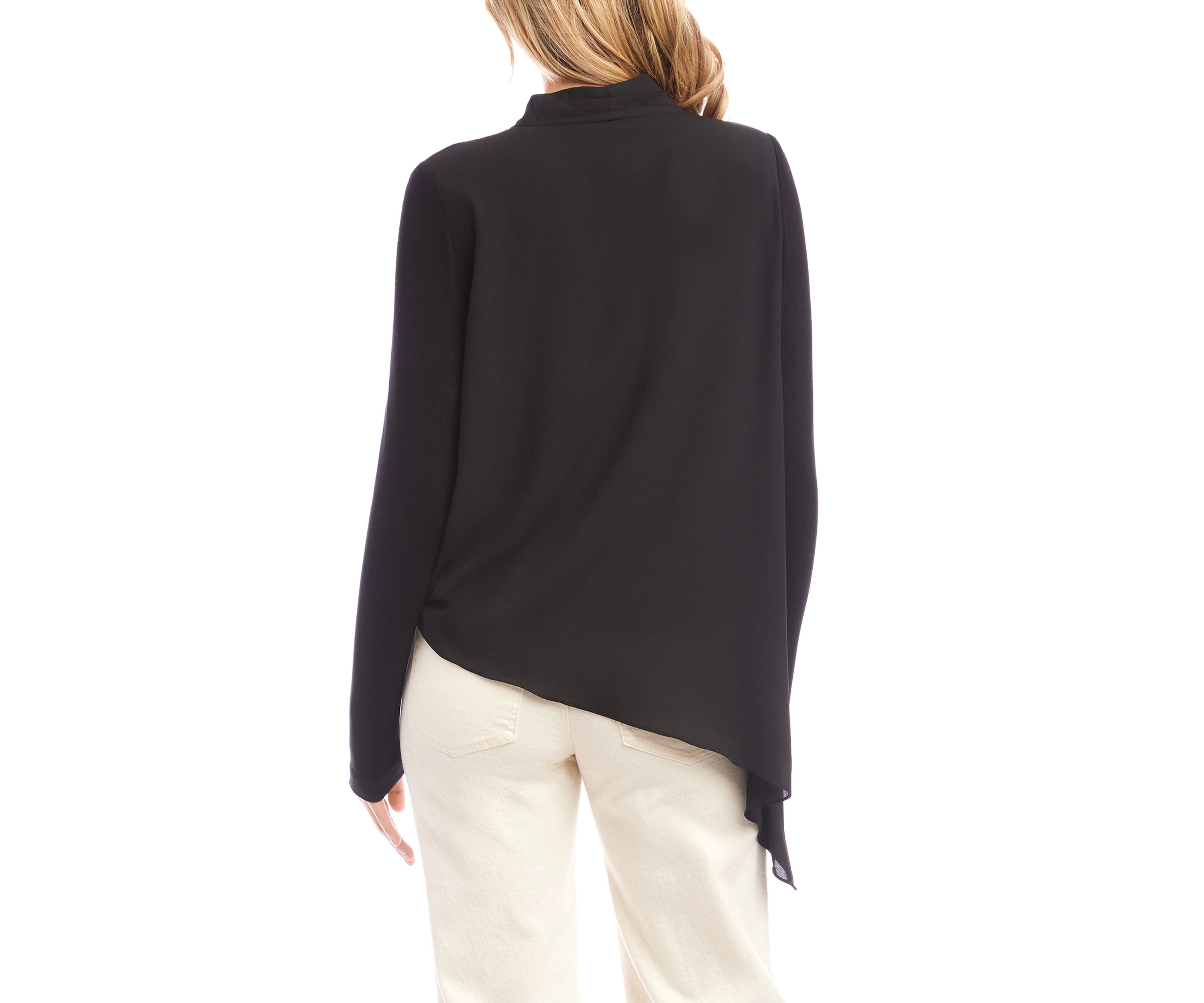 Womens Contrast Double Layer Wrap Top