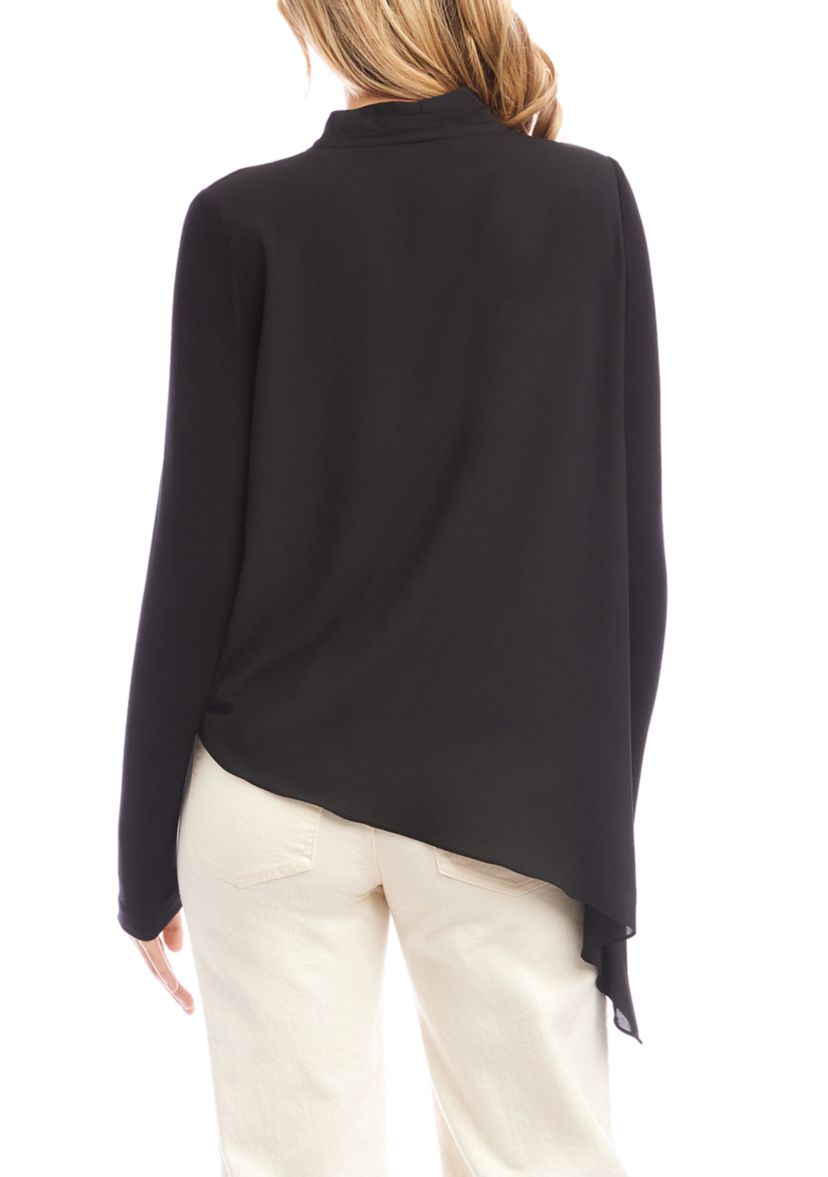 Womens Contrast Double Layer Wrap Top
