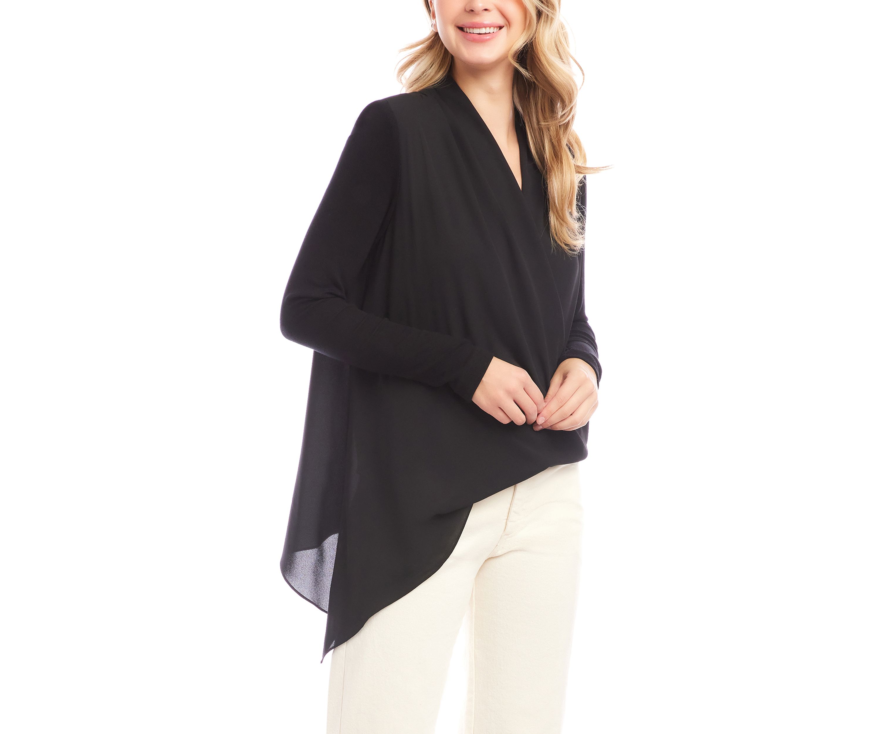 Womens Contrast Double Layer Wrap Top