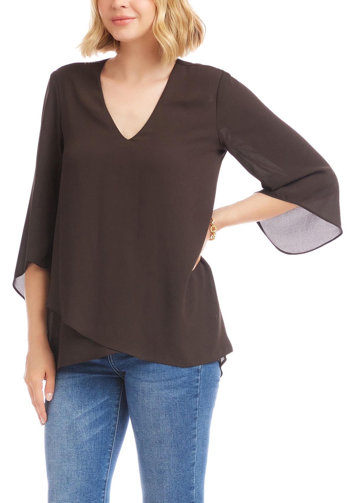 Womens Bracelet Sleeve Asymmetric Top