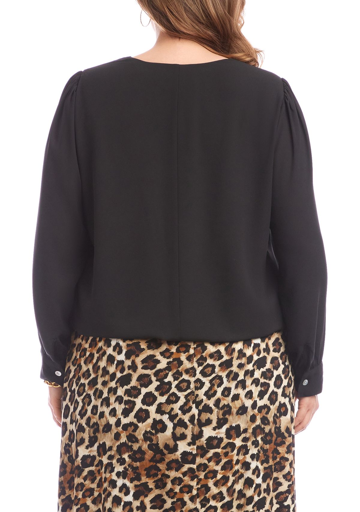 Plus Size Puff Sleeve V-Neck Top