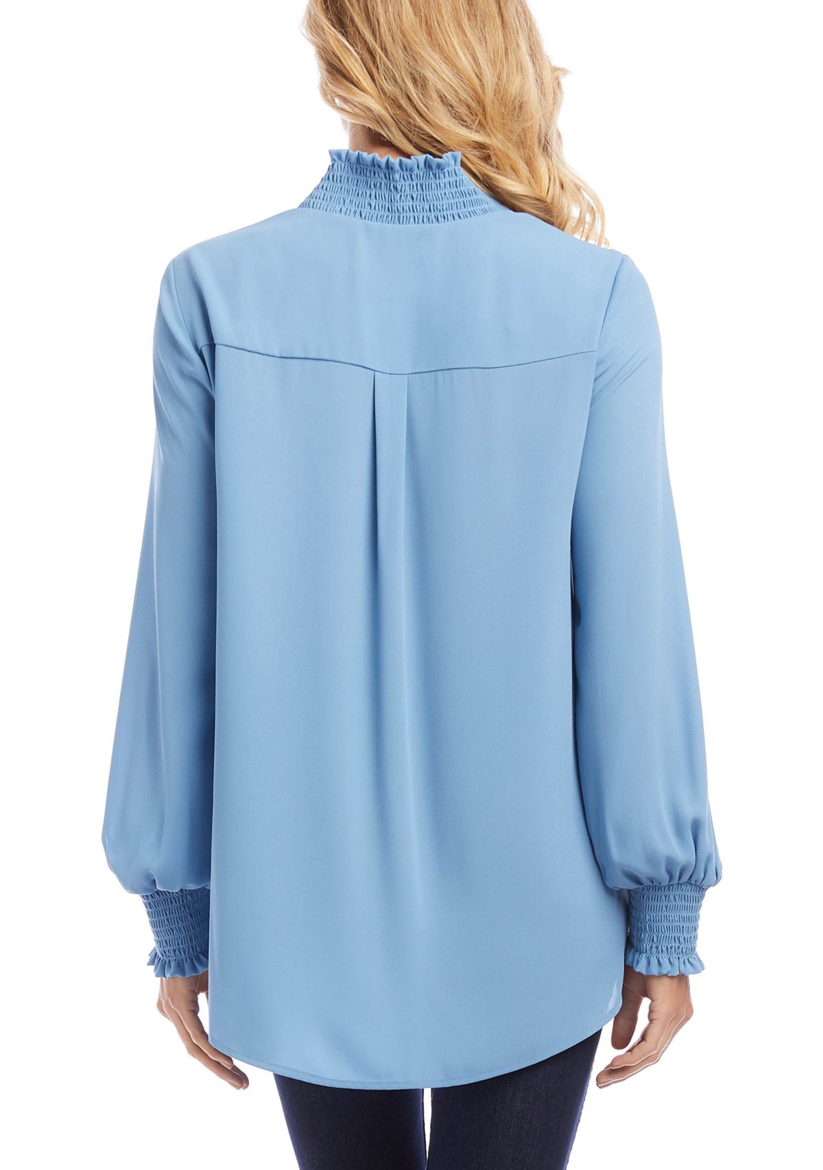 Womens Smocked Neck Crossover Top