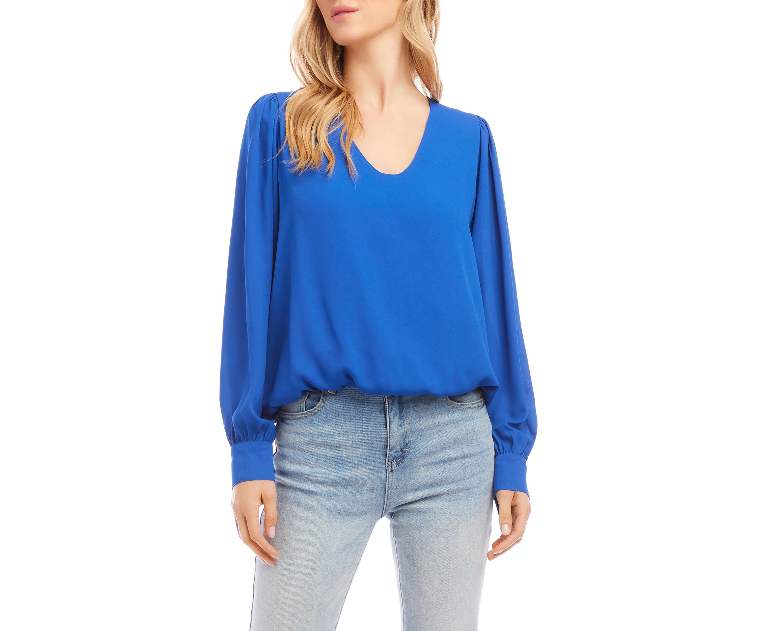 Petite Long Puff Sleeve Top