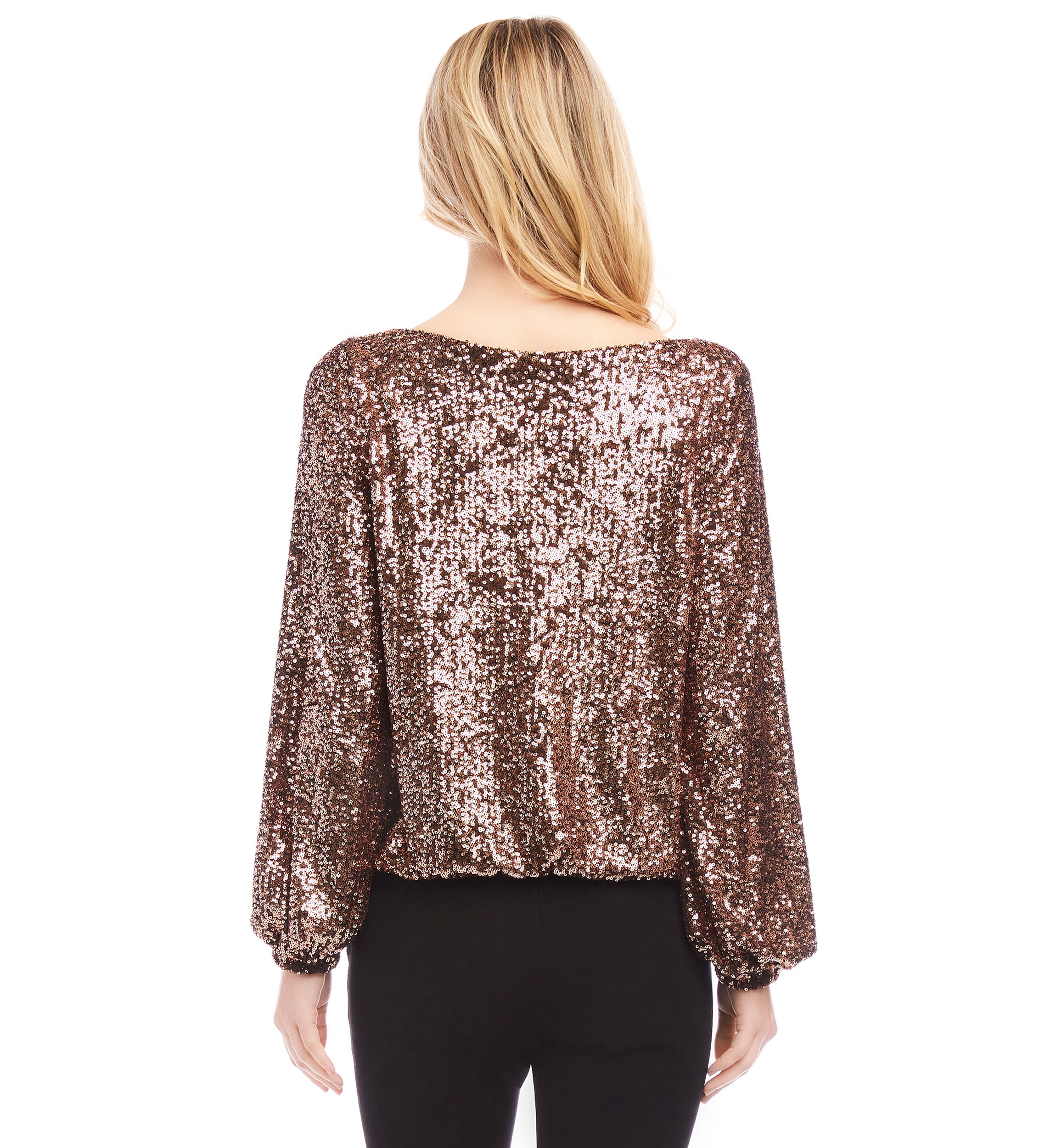 Womens Sequin Boatneck Top