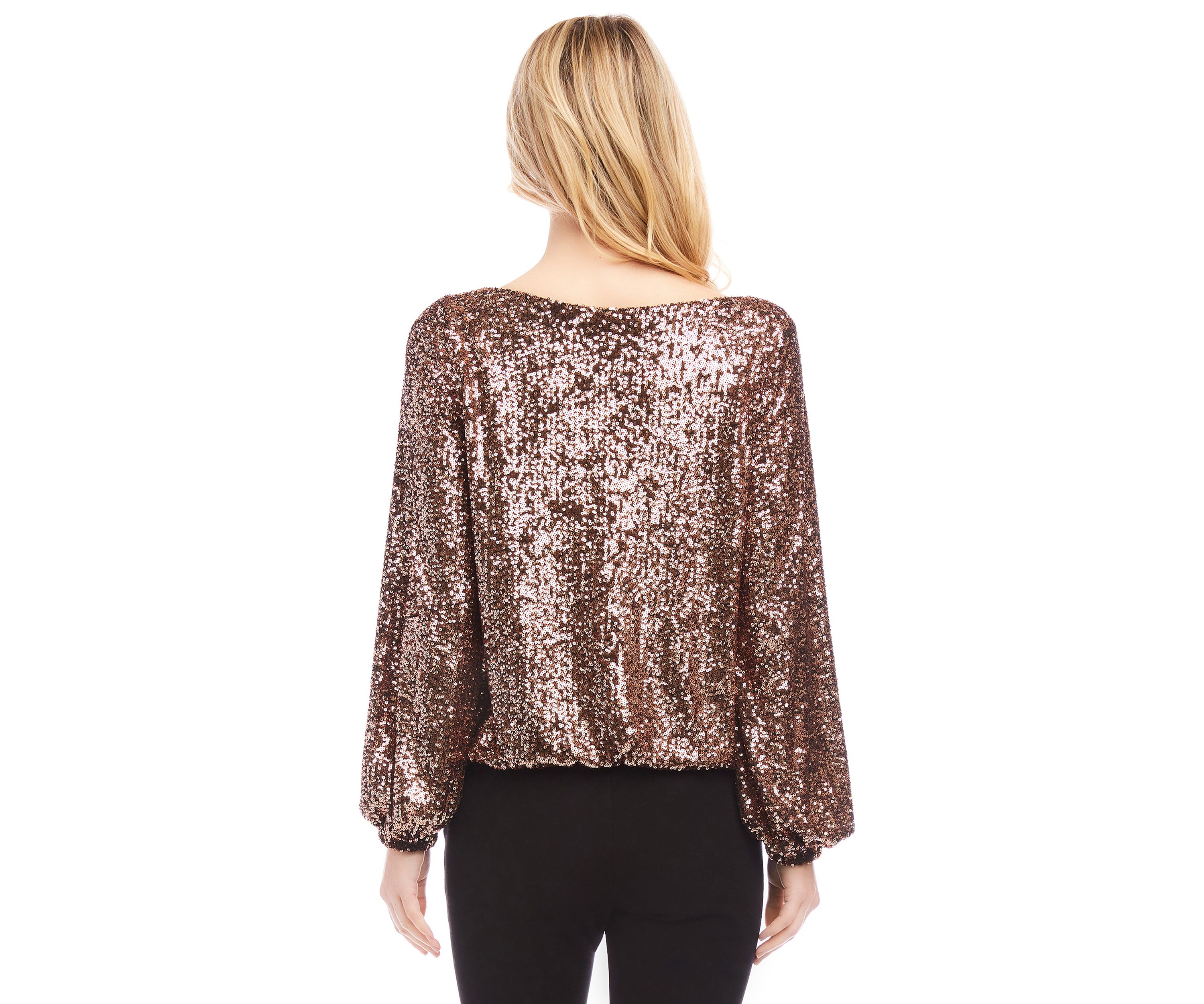 Womens Sequin Boatneck Top