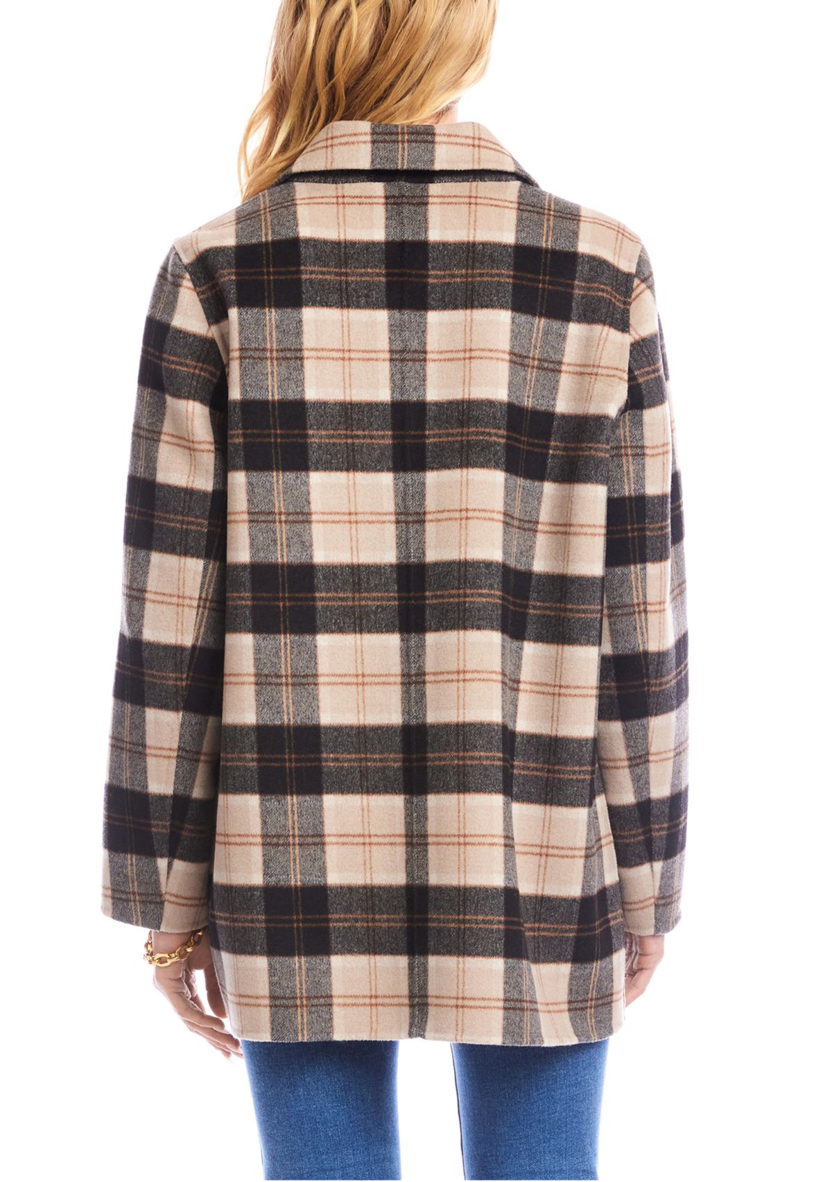 Womens Oversized Brushed Plaid Blazer