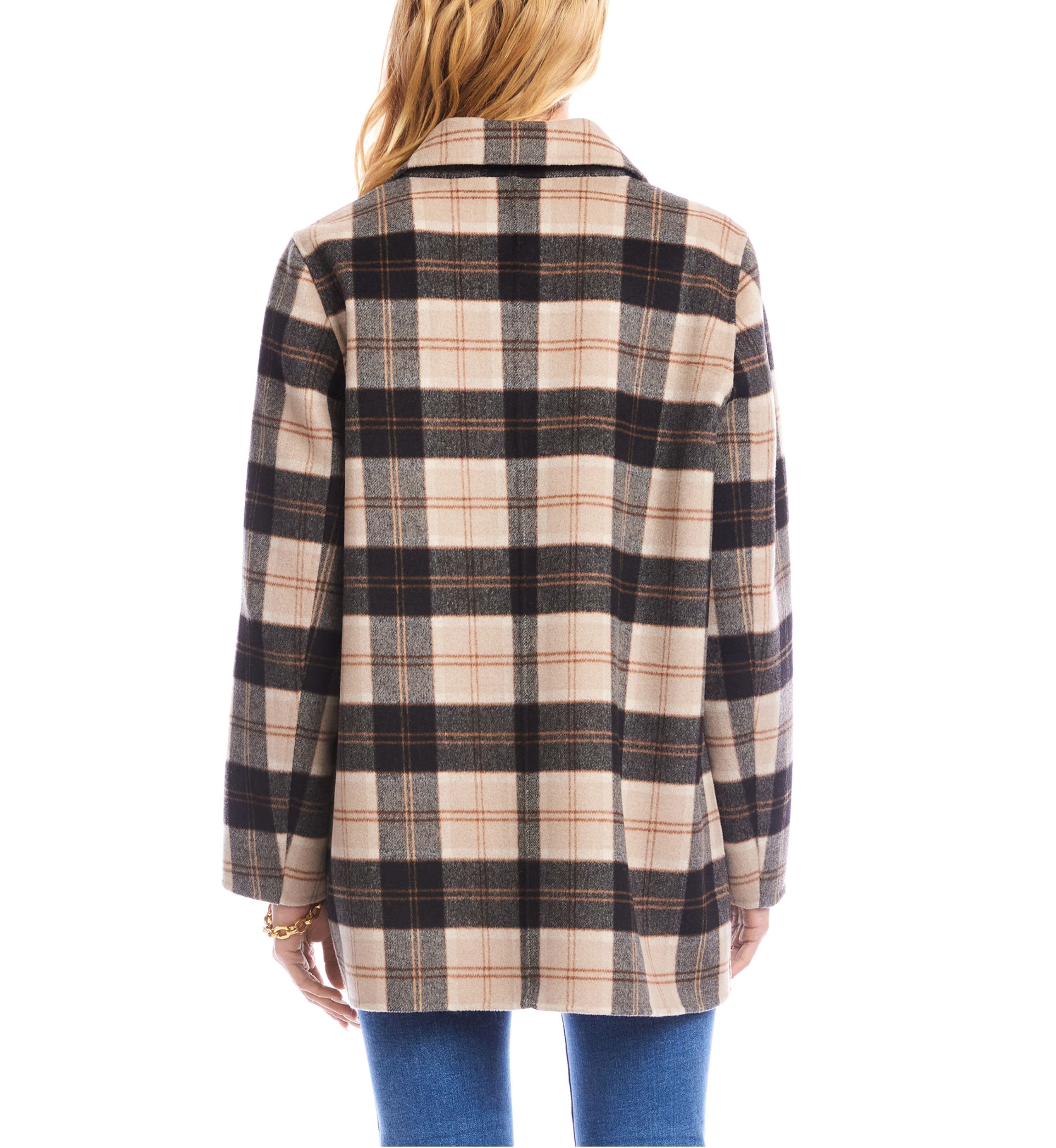 Womens Oversized Brushed Plaid Blazer