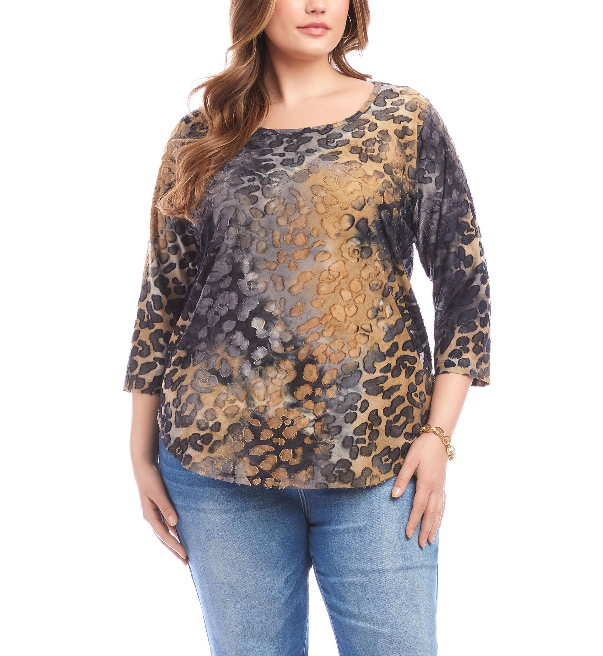 Plus Size Burnout Shirttail Top