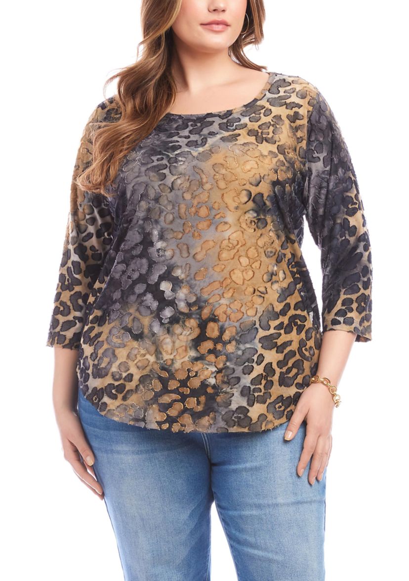 Plus Size Burnout Shirttail Top