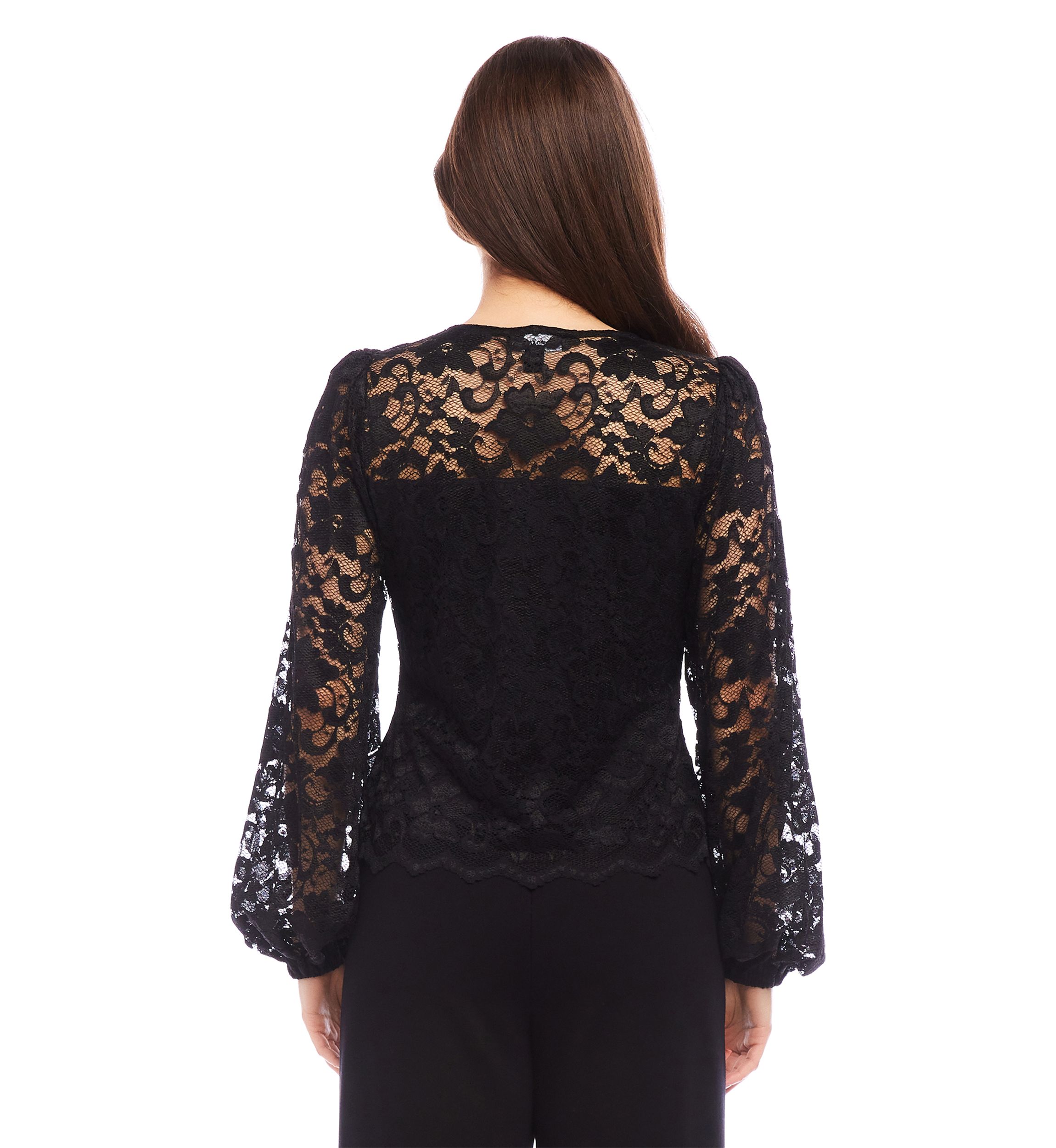 Womens Blouson Sleeve Lace Top