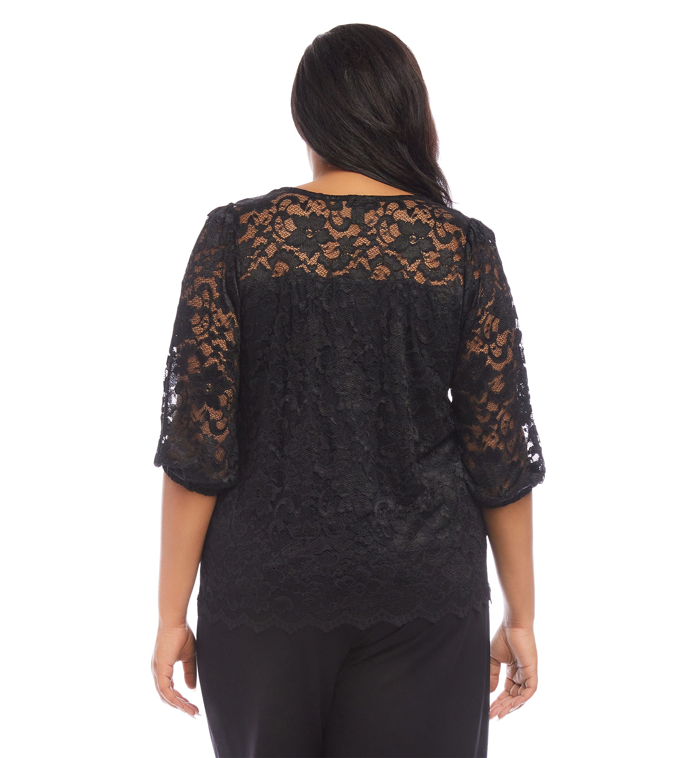 Plus Size 3/4 Sleeve Lace Top