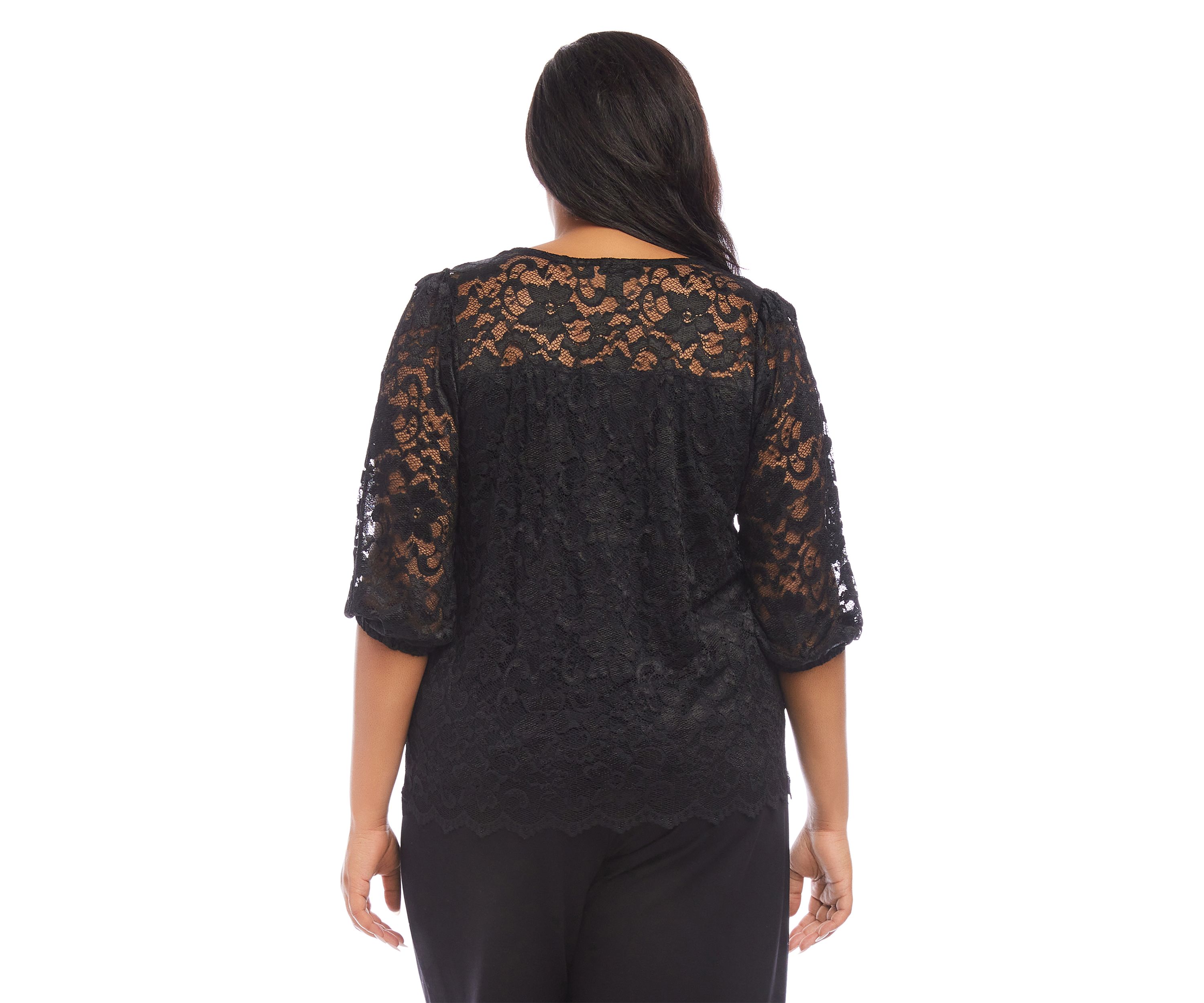Plus Size 3/4 Sleeve Lace Top