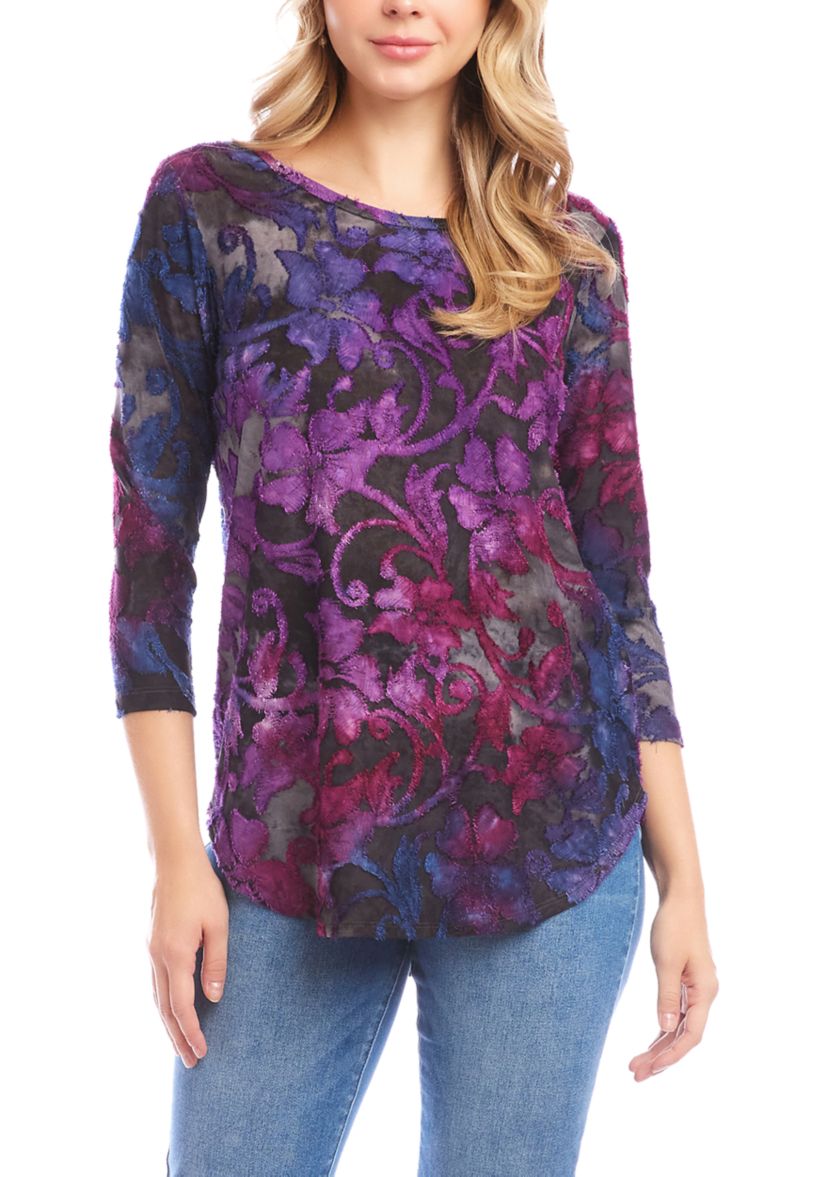 Petite 3/4 Sleeve Shirttail Top
