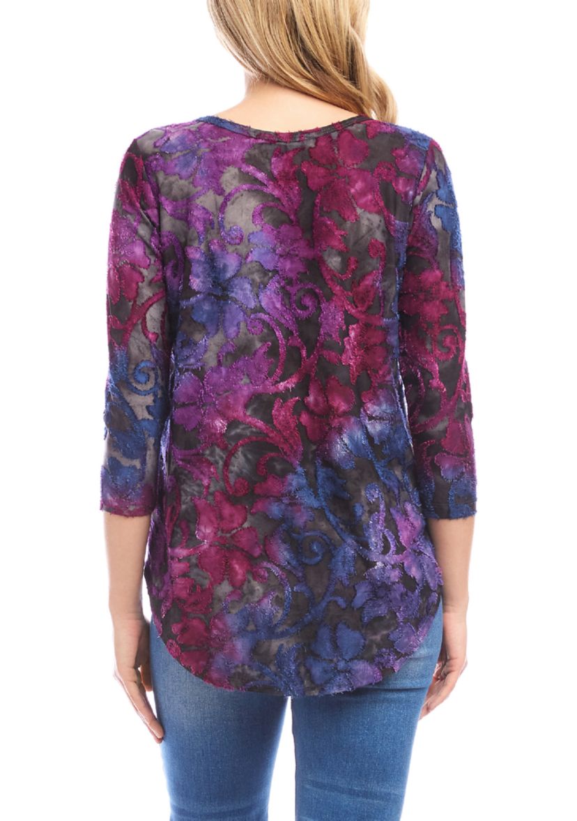 Womens 3/4 Sleeve Shirttail Top 