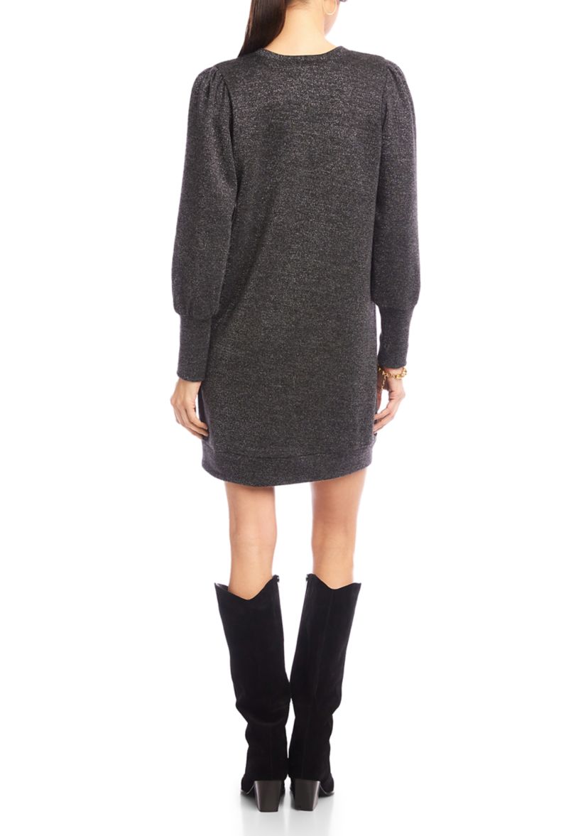 Womens Puff Sleeve Burnout Dress