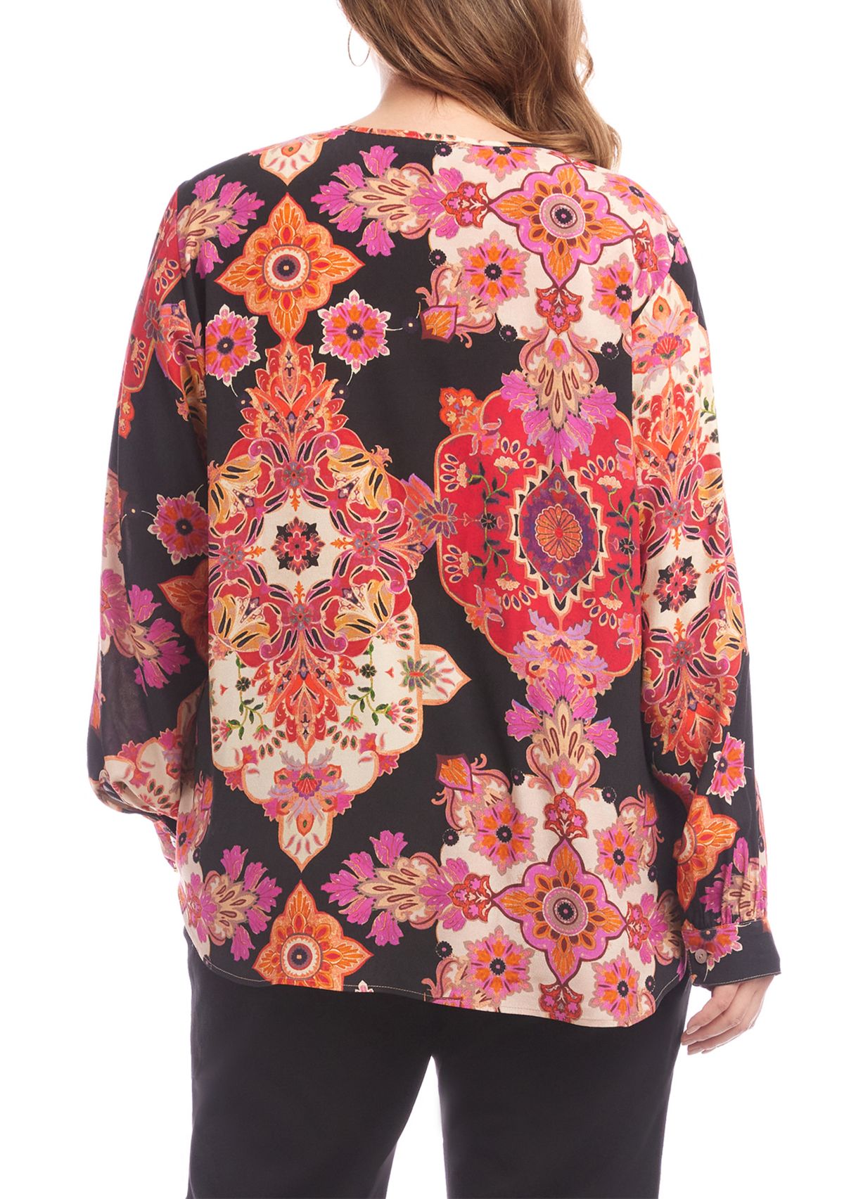 Plus Size Long Sleeve Scoop Neck Blouse
