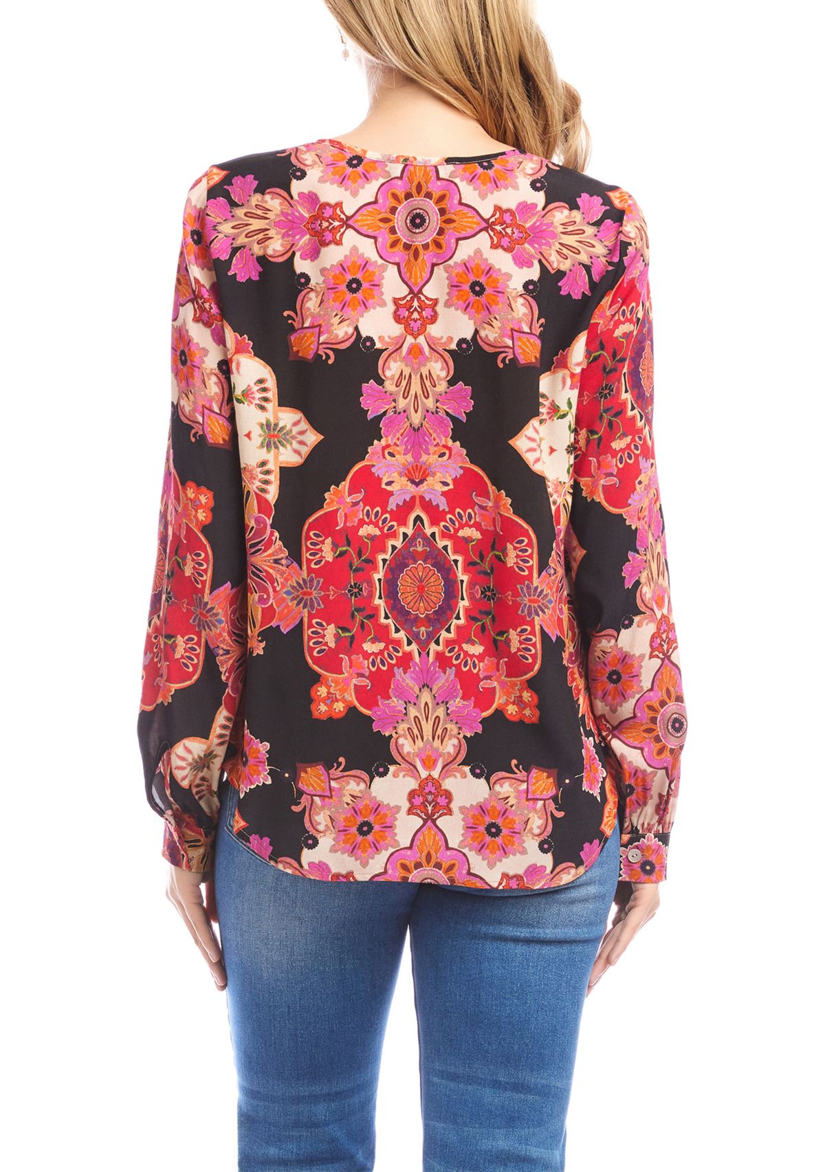 Womens Long Sleeve Scoop Neck Blouse