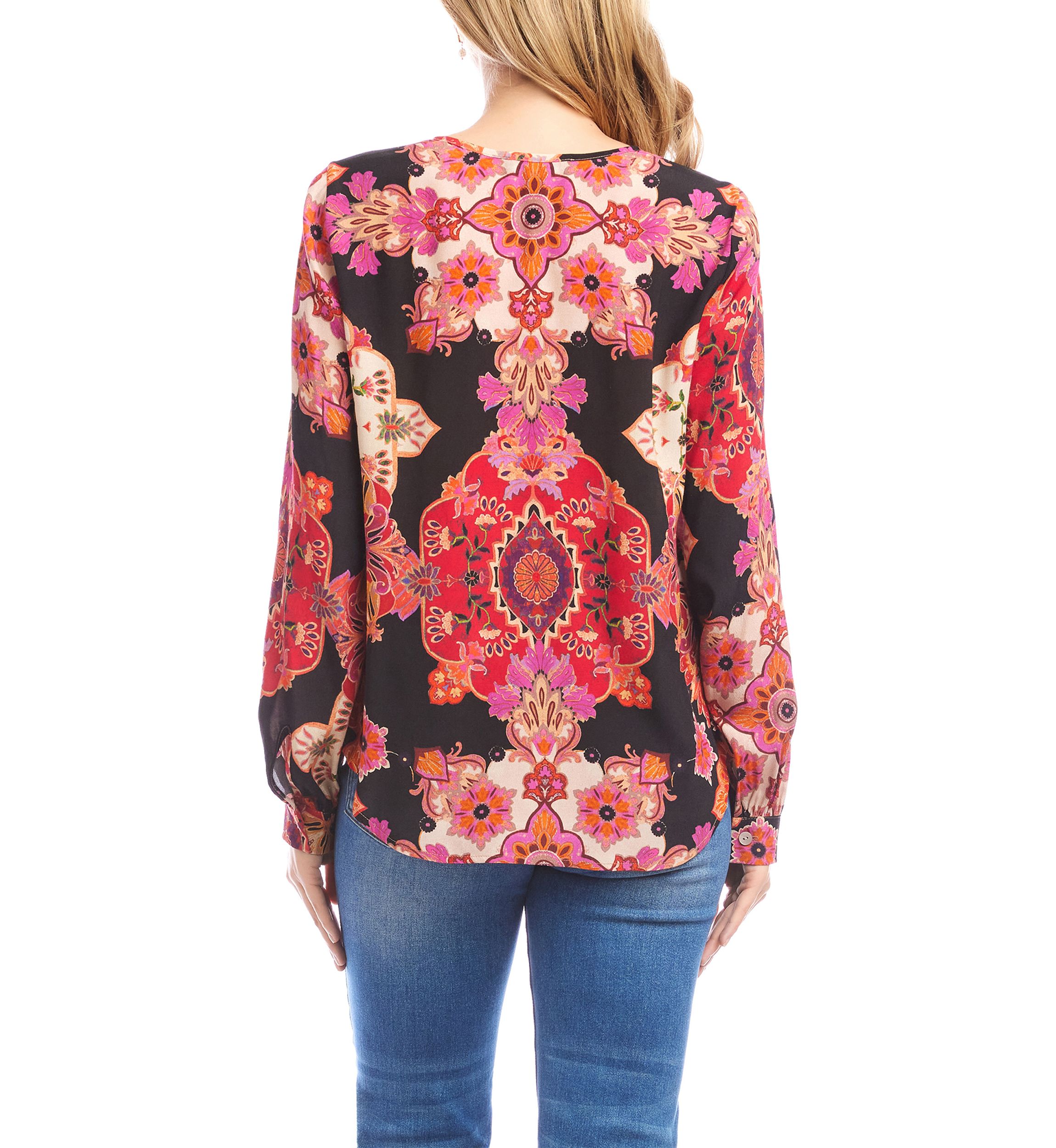 Womens Long Sleeve Scoop Neck Blouse