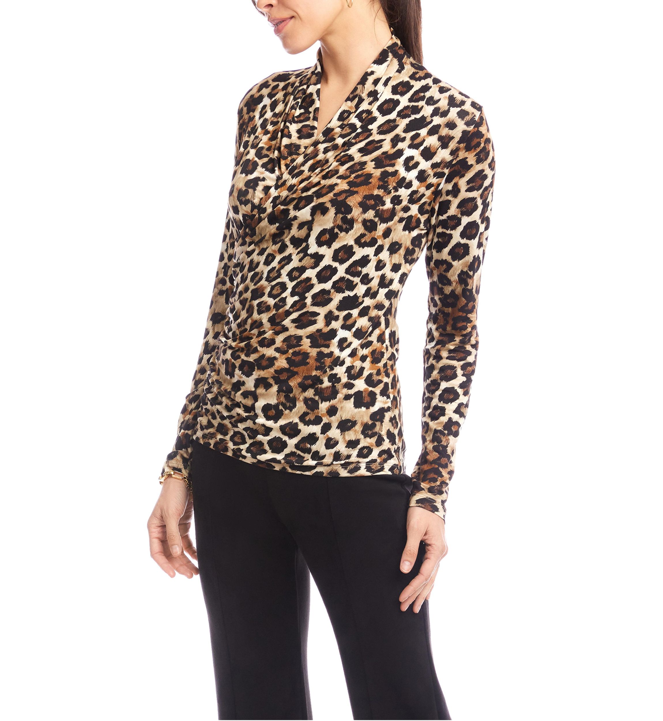 Womens Long Sleeve Crossover Side-Shirred Top