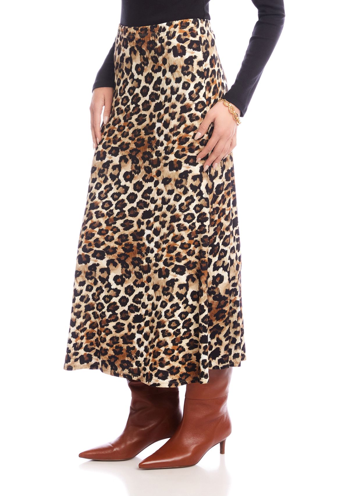 Petite Size Side-Slit Midi Skirt