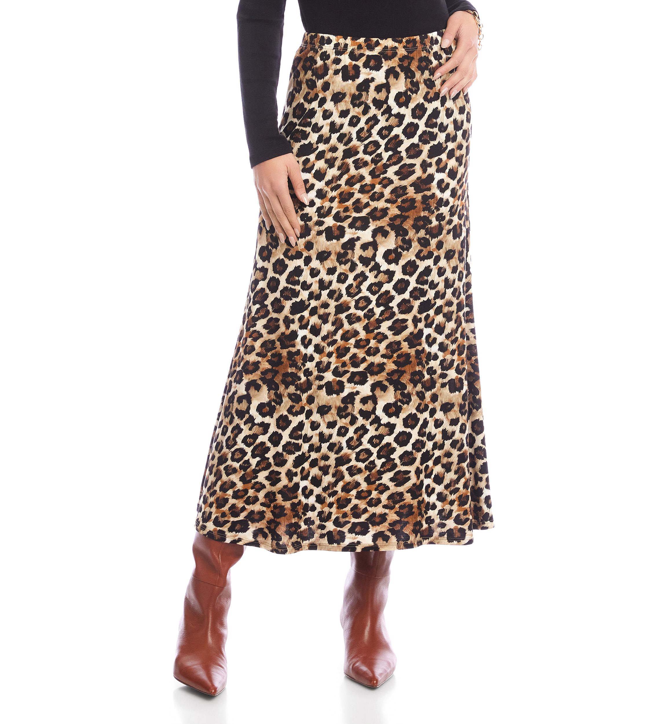 Womens Side-Slit Midi Skirt