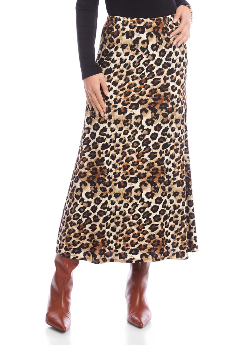Womens Side-Slit Midi Skirt