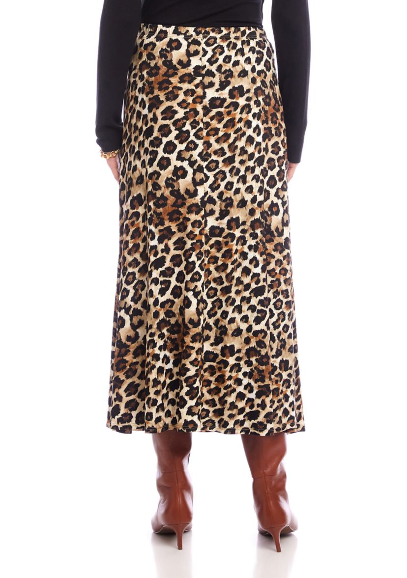 Womens Side-Slit Midi Skirt