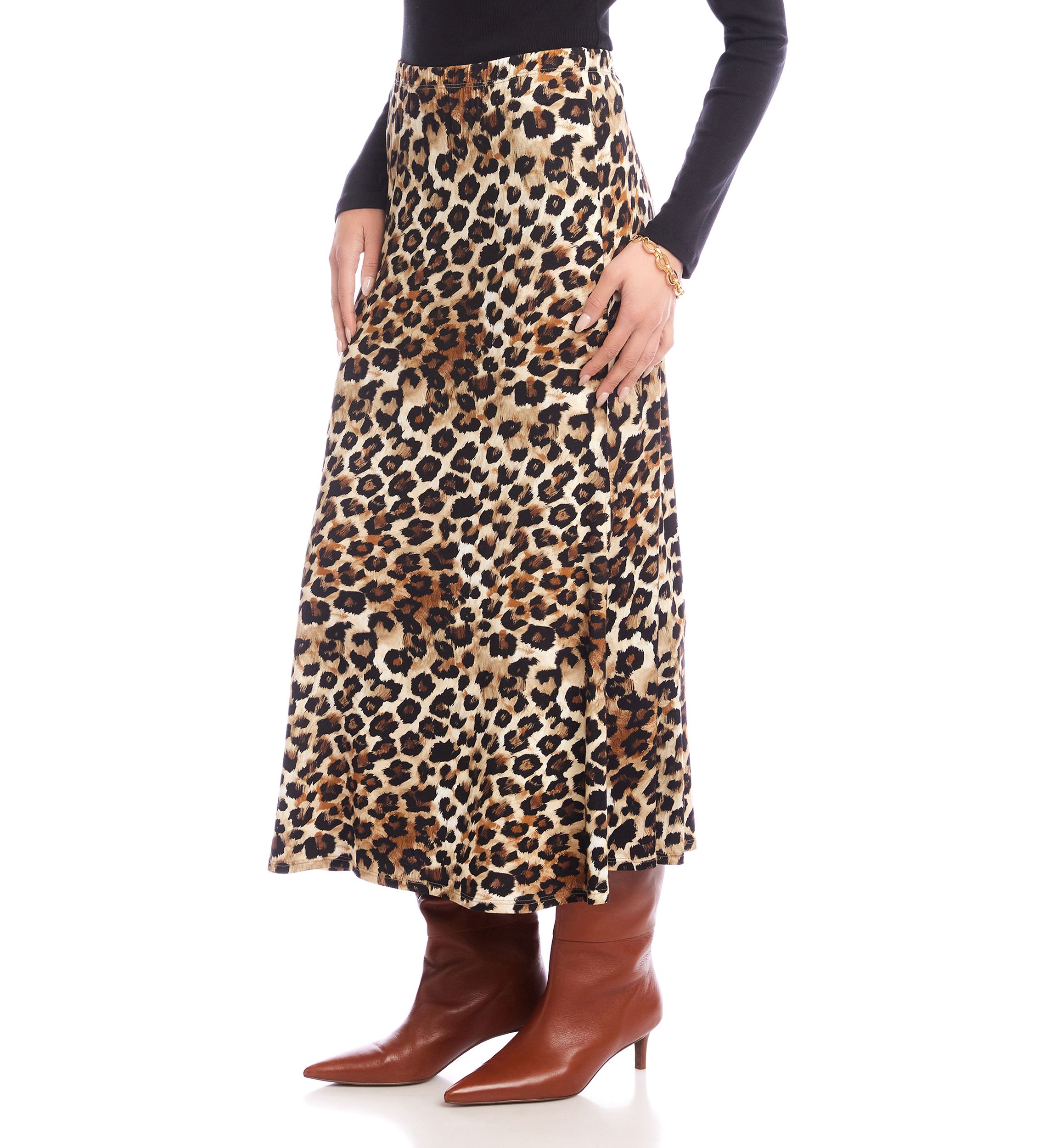 Womens Side-Slit Midi Skirt