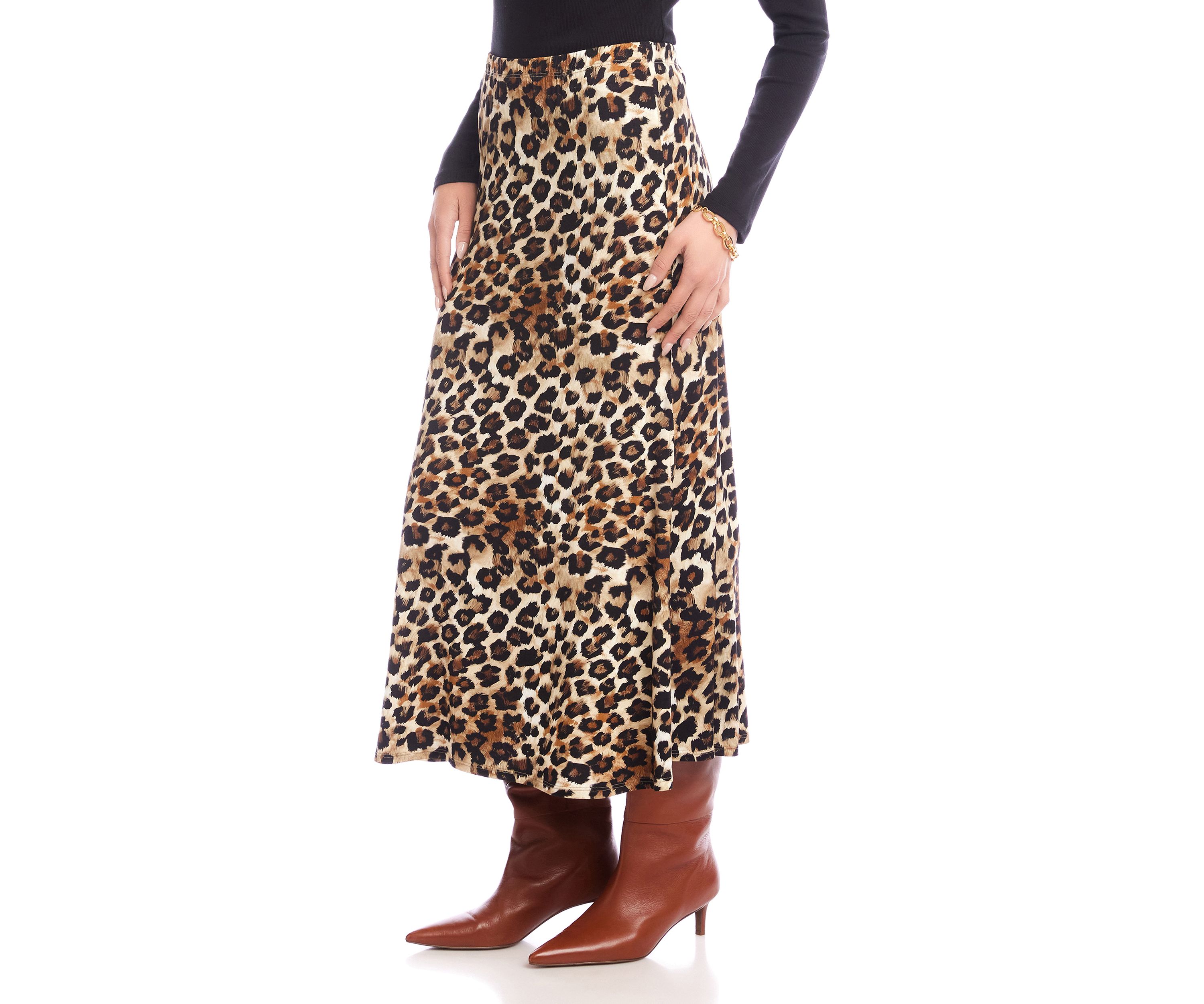 Womens Side-Slit Midi Skirt