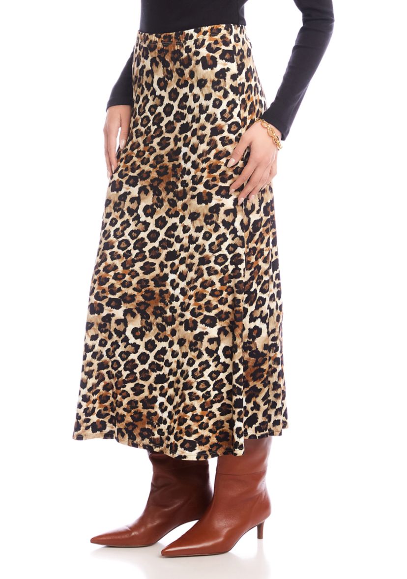 Womens Side-Slit Midi Skirt