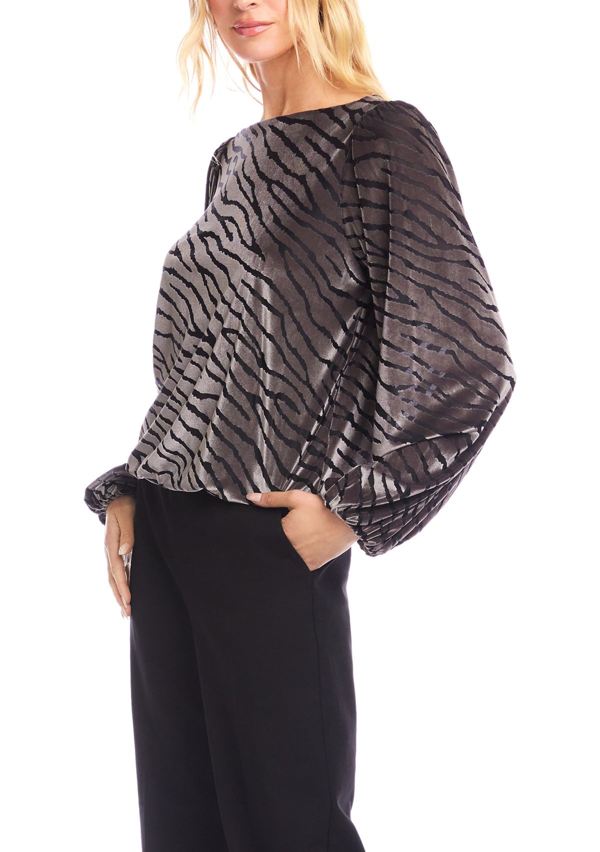 Womens Velvet Burnout Boat Neck Top 