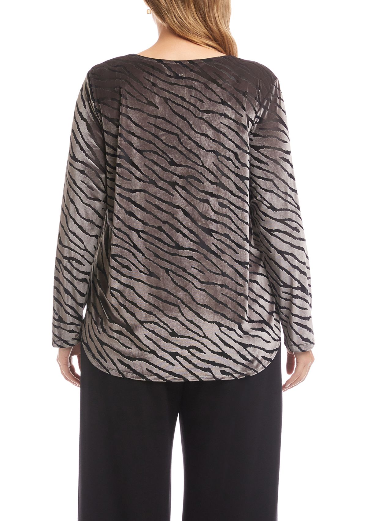 Plus Size Velvet Burnout Shirttail Top