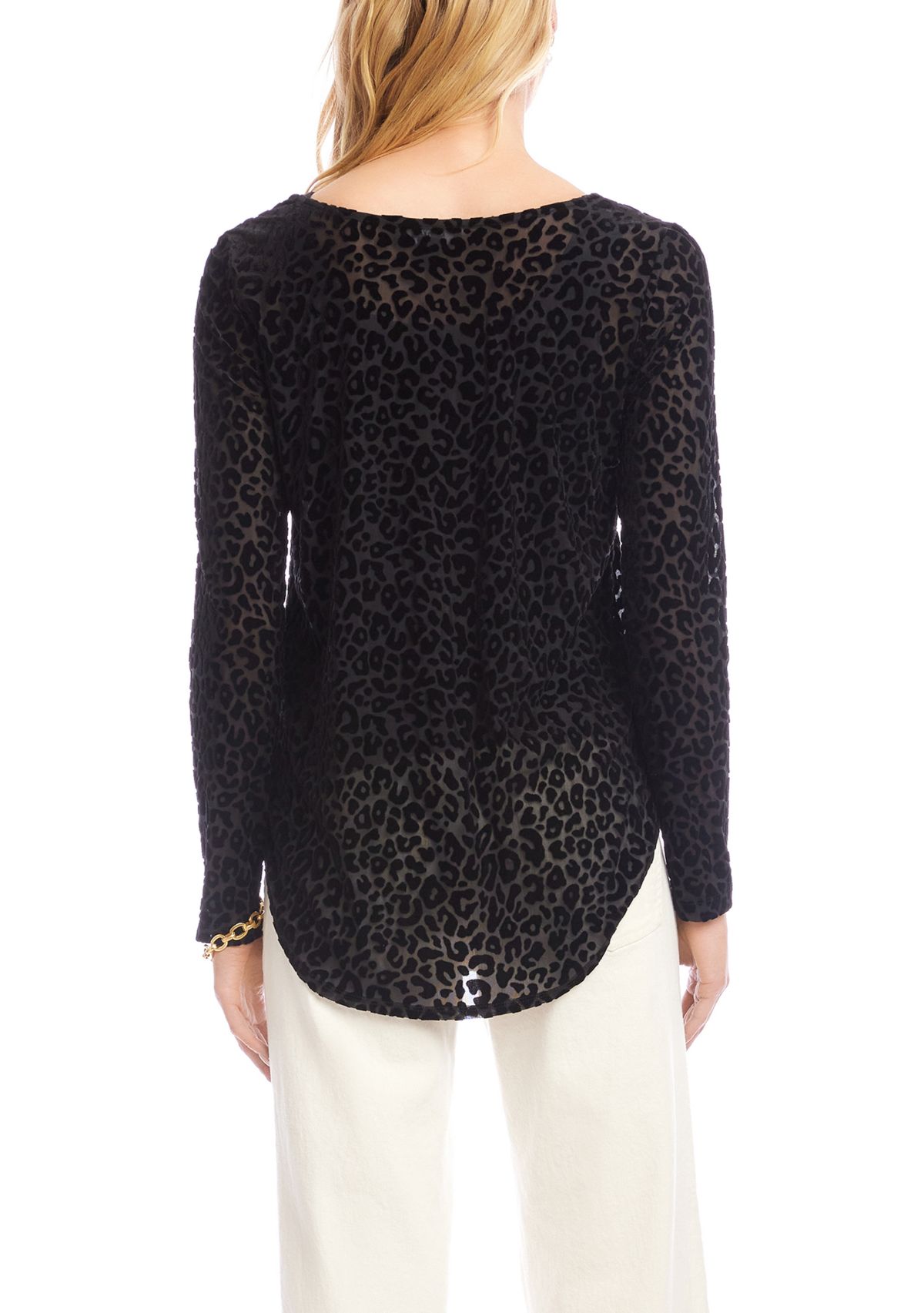 Womens Velvet Burnout Shirttail Top 